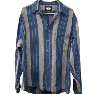 90s striped button down, West coast style. Size large